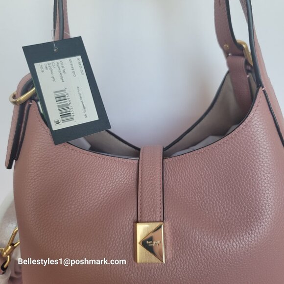 KATE SPADE Deco MEDIUM Pebbled Leather Crossbody Tote Bag- Dusk Rose⭐ - Picture 15 of 16